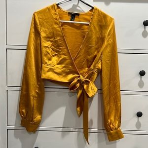 Marigold Satin crop top side tie